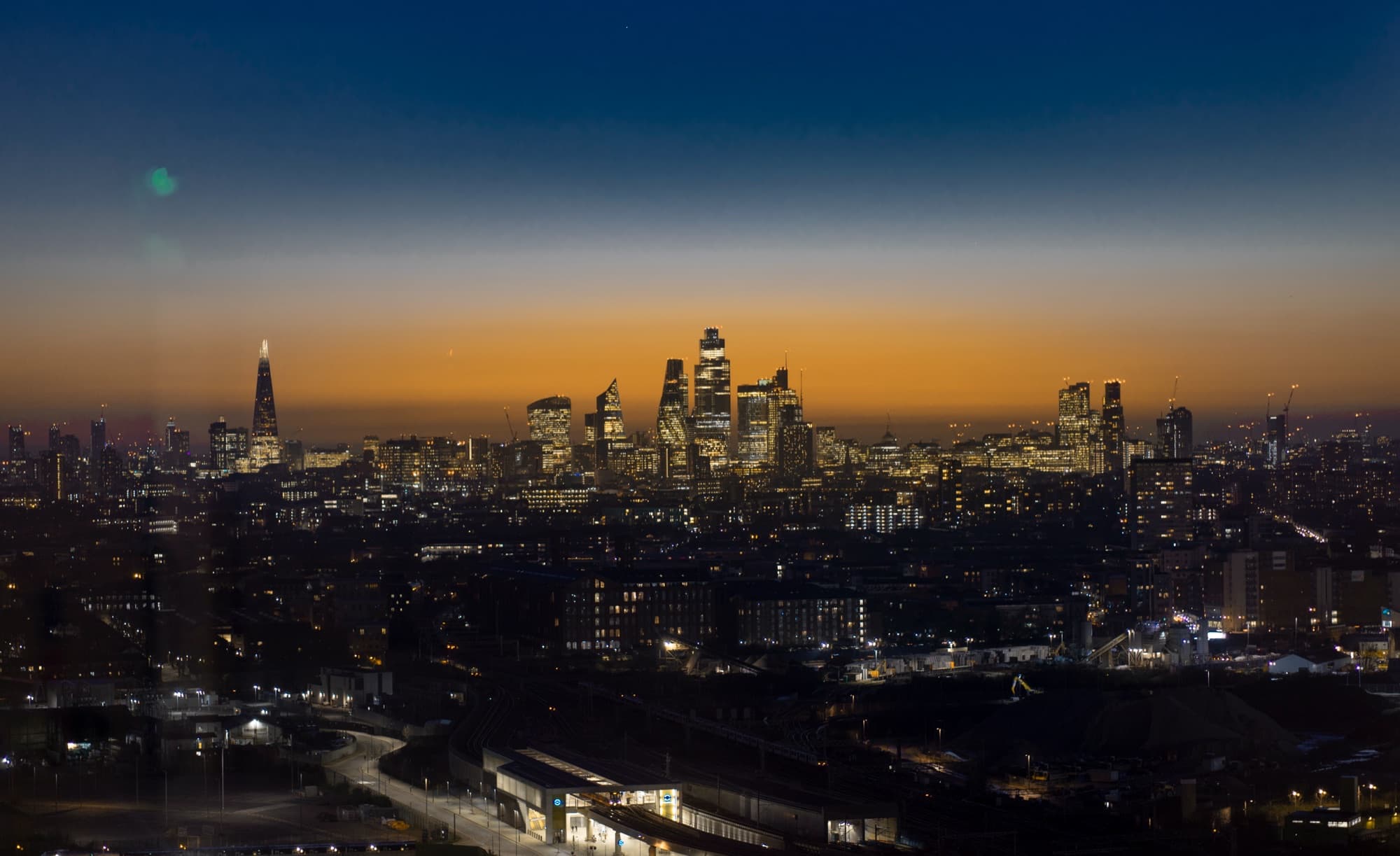 London skyline after sunset